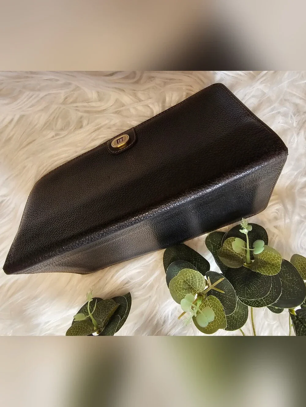 Dunhill Black Leather Long Wallet with Silver Accent preloved